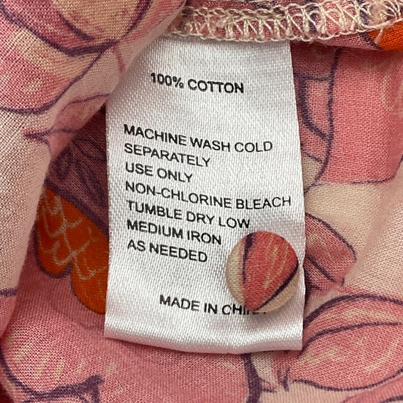 Trovata Birds of Paradis Autumn Paisley Floral Short Sleeve Cotton Blouse Top XS - Picture 15 of 16